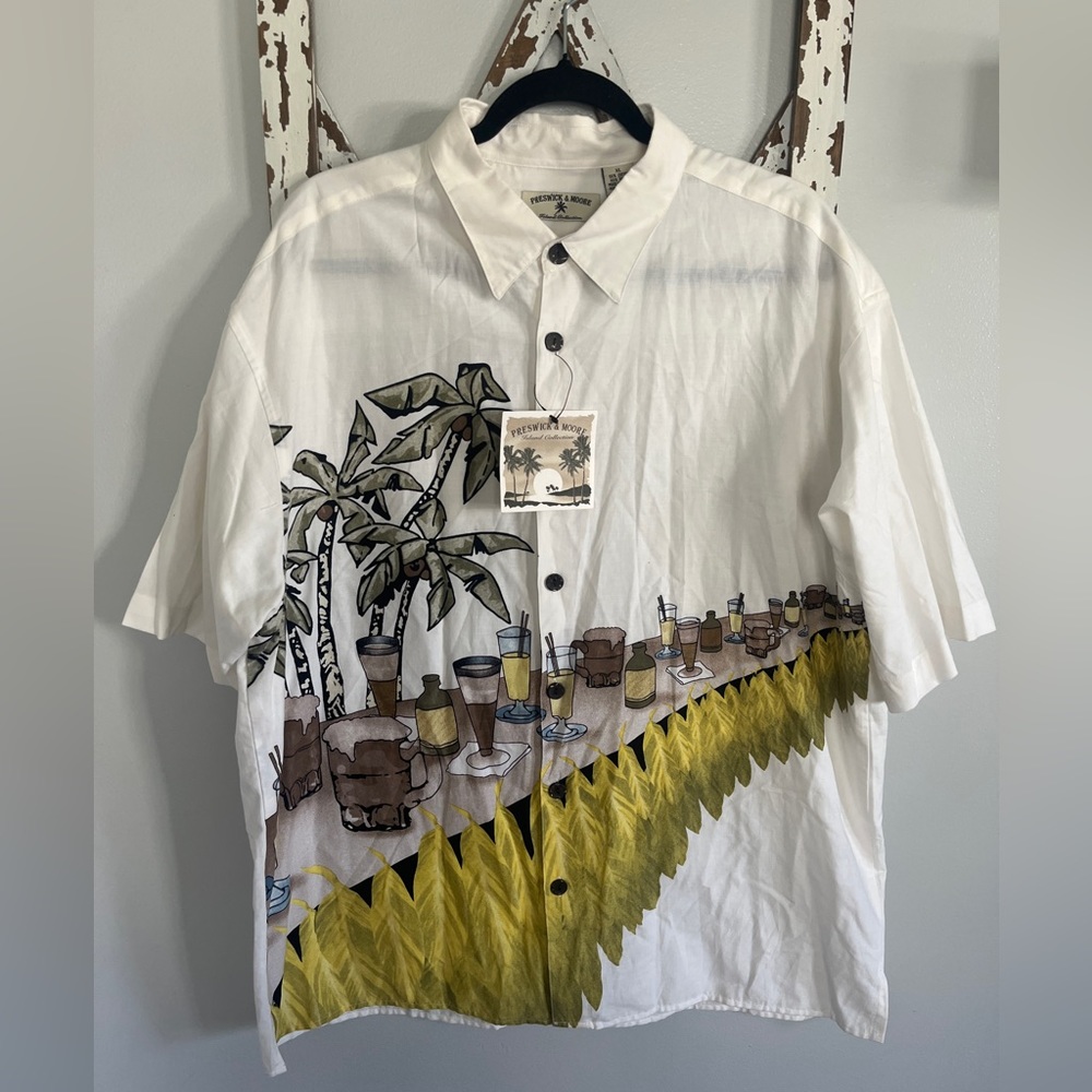 Preswick & Moore Hawaiian Shirt Vacation Drinks NWT‎ Size XL